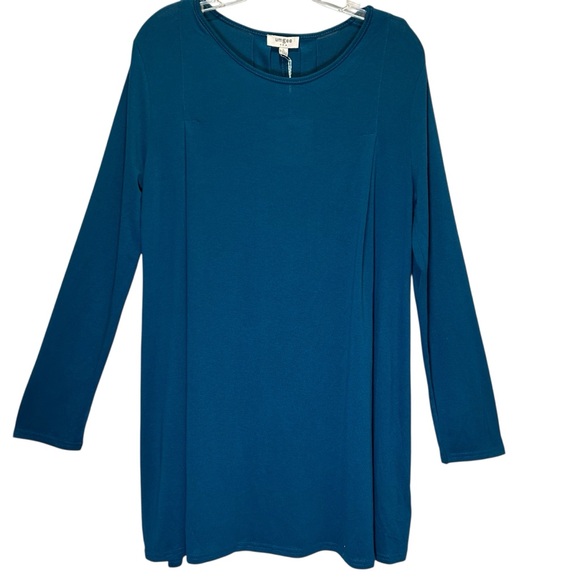 NWT Umgee Deep Teal Long Sleeve Swing Top Tunic w/ Pleated Details - Size Large - Picture 1 of 10